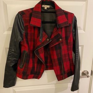Red Plaid Leather Jacket